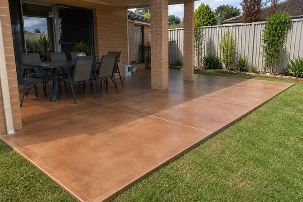 Penrith coloured concrete patio finish