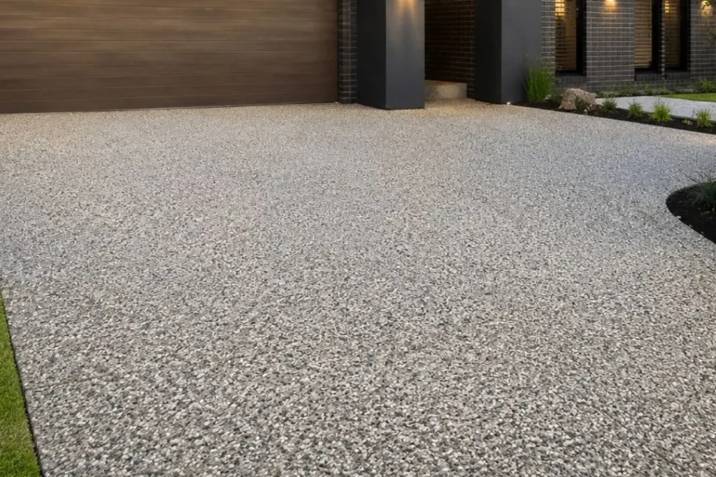 exposed aggregate concrete driveway