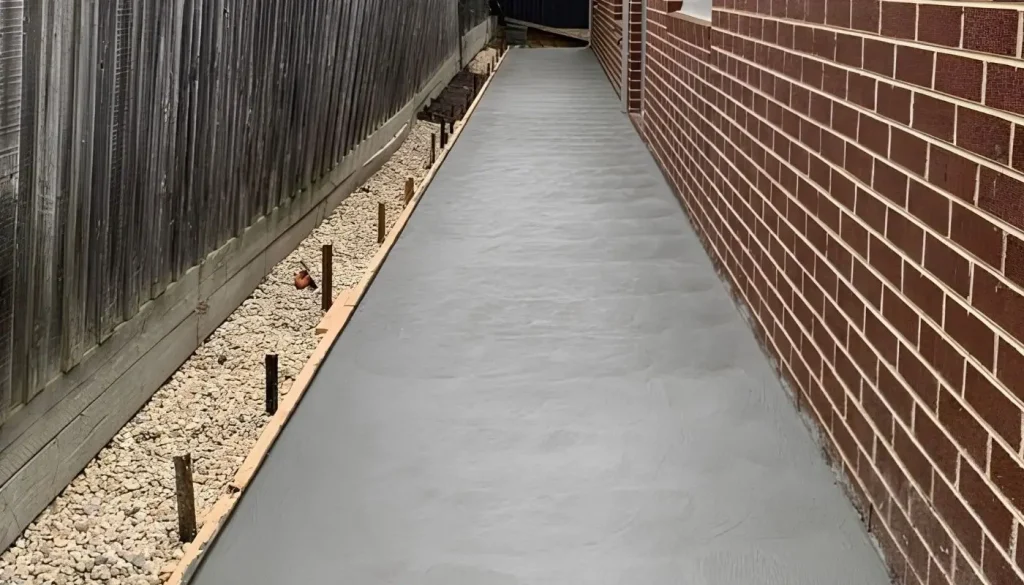 plain concrete pathway around house